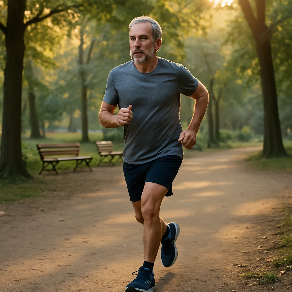 Homem correndo no parque